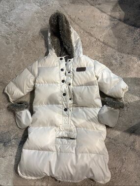 UGG Cream Hooded Kids Puffer Snowsuit with Faux-Fur Trim 0-6 months